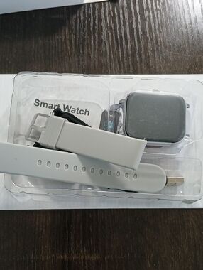 Smart Watch with Light Gray Silicone Band